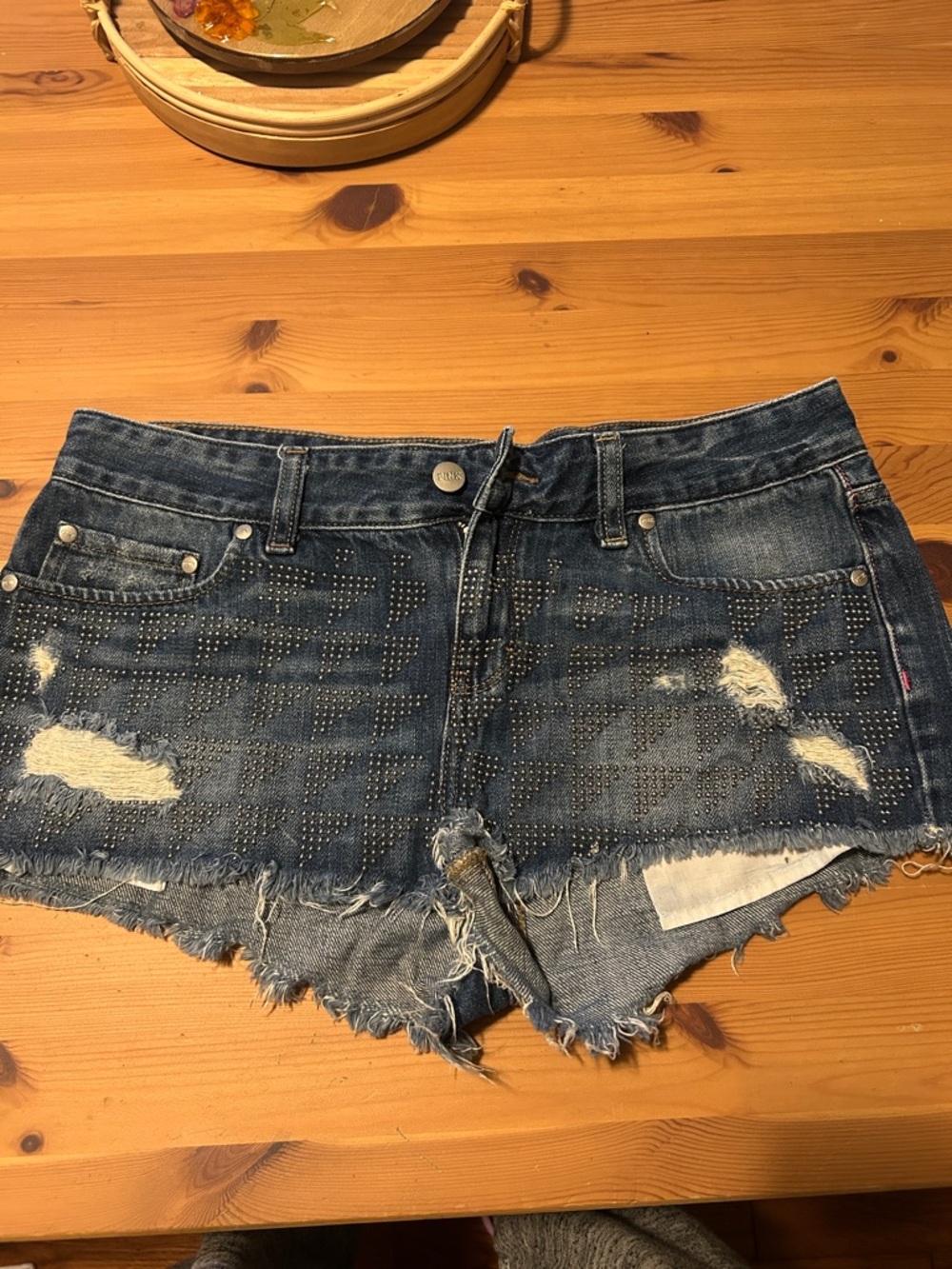 PINK Victoria's Secret Distressed Dark Blue Denim Jean Shorts